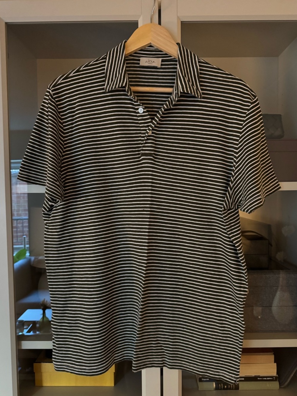 Altea (Milano) Striped Linen-Blend Polo Shirt, Size L
